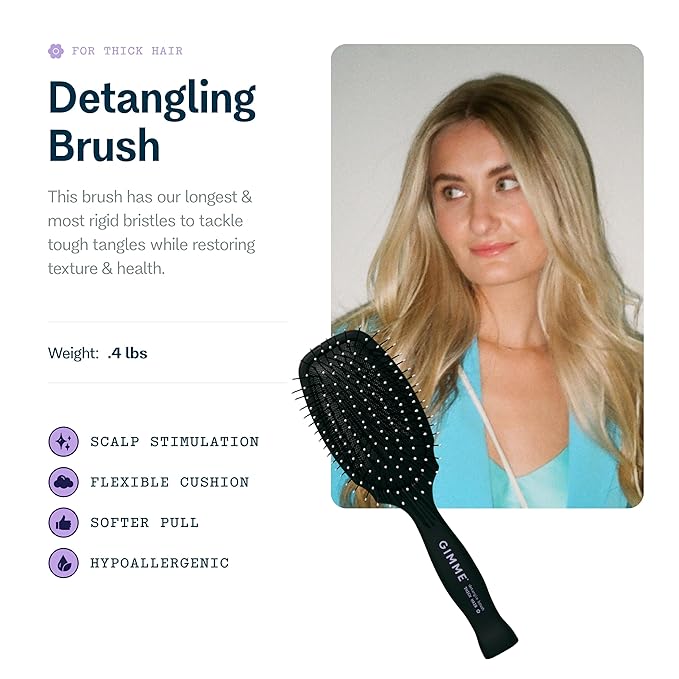 Gimme Beauty Detangling Brush - For All Hair Types - Paddle Scalp Brush - Thick Hair