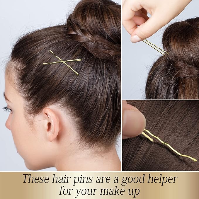 100PCS 2.4Inch Bobby Pins Gold,Pain-Free Bobby Pins for All Hair Types,Hair Pins for Women Girls,Hairpins for Buns with Box(Gold)