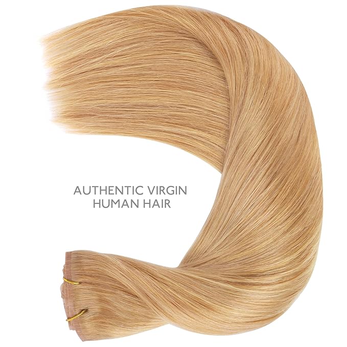 WENNALIFE Seamless Clip In Hair Extensions Human Hair, 18 Inch 130g 7pcs Strawberry Blonde Real Hair Extensions Clip in Human Hair Invisible PU Skin Weft Natural Remy Human Hair Extensions