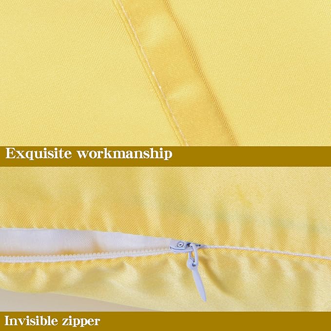 NTBAY Zippered Satin Body Pillow Pillowcase, Silky Slip Cooling Body Pillow Cover, Long Side Hidden Zipper, 20x54 Inches, Yellow