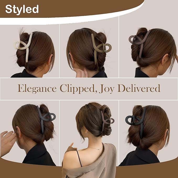 Big Hair Claw Clips 5-Pack 5.1" Non-Slip Hair for Women and Girls with Long, Thick Hair Jelly & Matte Clips (Oval-A 5pcs 5.1")