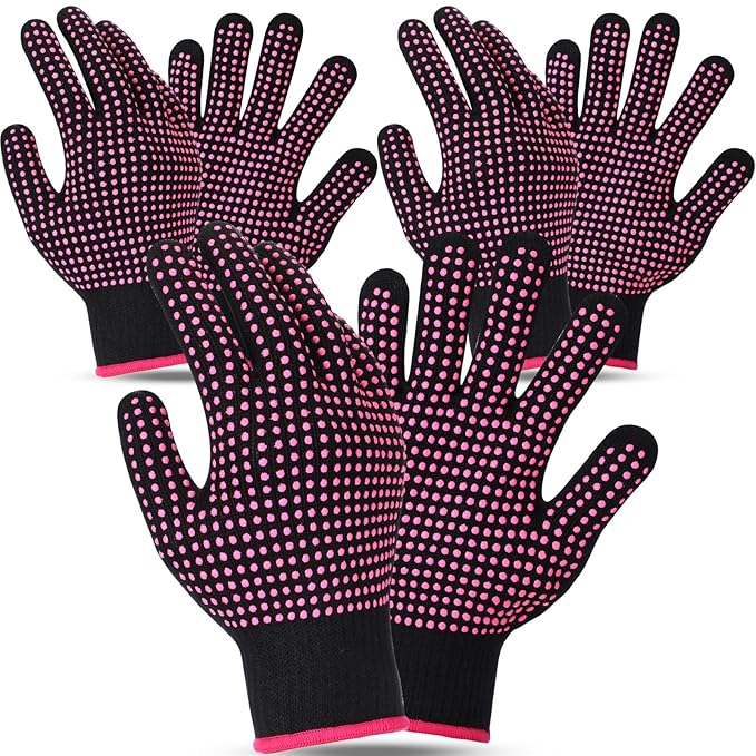 Riyiper 3 Pairs Heat Resistant Gloves for Sublimation, Gloves for Heat Press with Silicone Bumps Applies to Resistant Work, Hair Styling, Universal Fit Size
