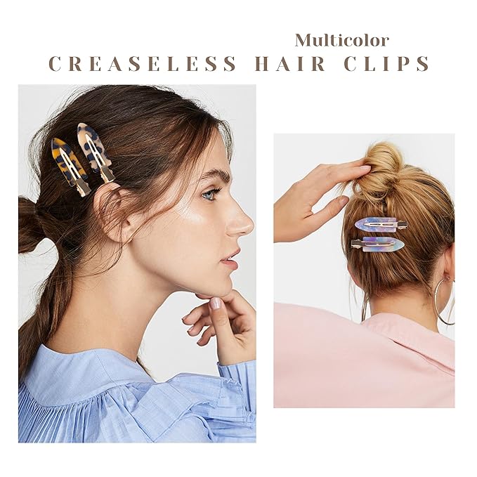 No Crease Creaseless No Bend Hair Clips For Styling Non Slip Flat Clips For Makeup Hair Accessories For Women,Multiple Tortoiseshell,12 PCS
