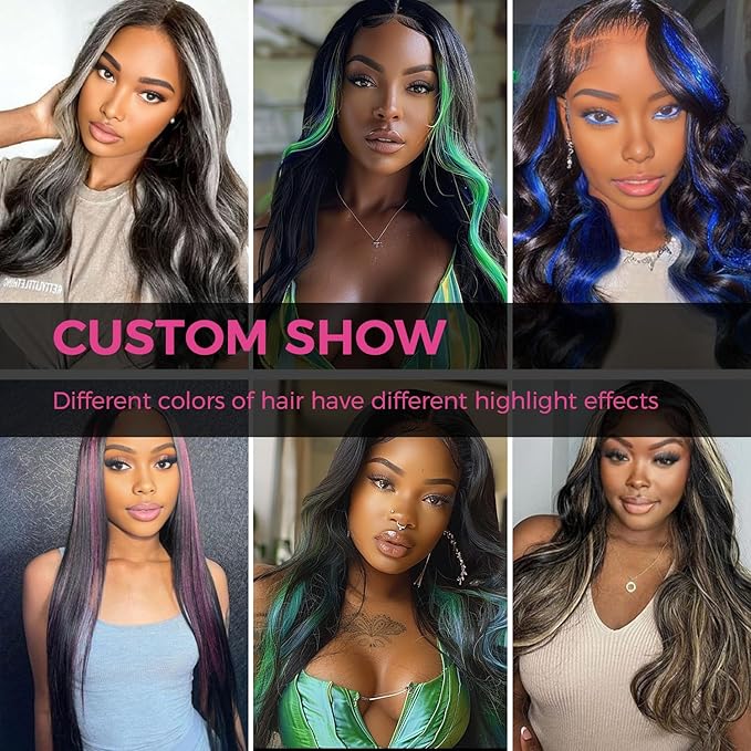 Lashey Green Hair Extensions Real Human Hair 58g 4pcs Straight Seamless Clip in Hair Extensions Human Hair for Black Girls 24 Inch Highlight Colored Clip ins
