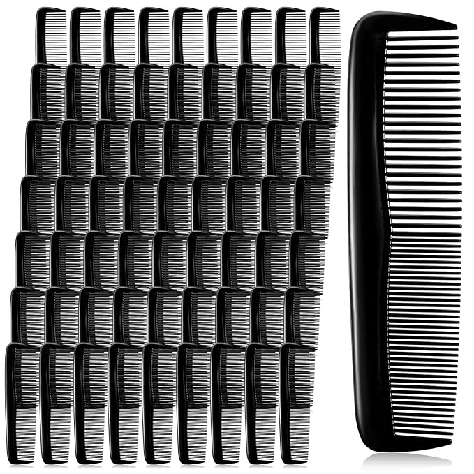 SHENLIU 300 Pieces Black Hair Combs Bulk Plastic Pocket Comb 5 Inch Reusable Hair and Travel Wide and Fine Tooth Combs for Women Men Beard Styling Dressing