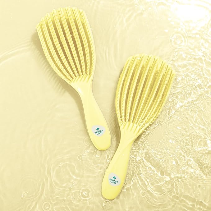 Nature Spell FlexiFlow Detangling Hair Brush, Flexible Strands for Gentle Brushing, Eliminates Knots & Reduces Breakage, Suitable for All Hair Types, Yellow
