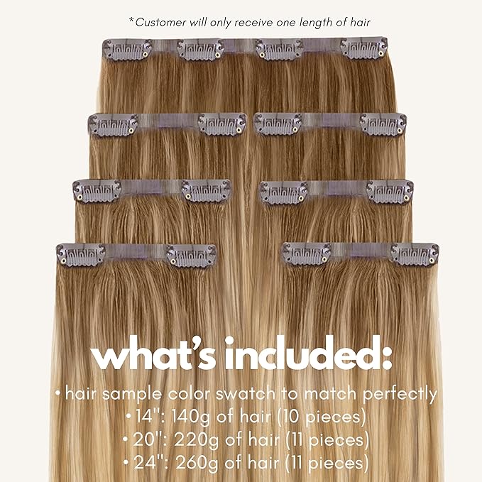Irresistible Me Real Human Hair Extensions Clip Ins – 100% Human Hair Clip In Extensions for Length & Volume – Invisible Extension – Heat Resistant & Dyeable – Teddy Blonde Balayage, 24 Inches
