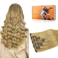 DOORES Clip in Hair Extensions Real Human Hair, Dirty Blonde 14 Inch 7pcs 100g, Remy Clip ins Extensions Thick Silky Straight Weft