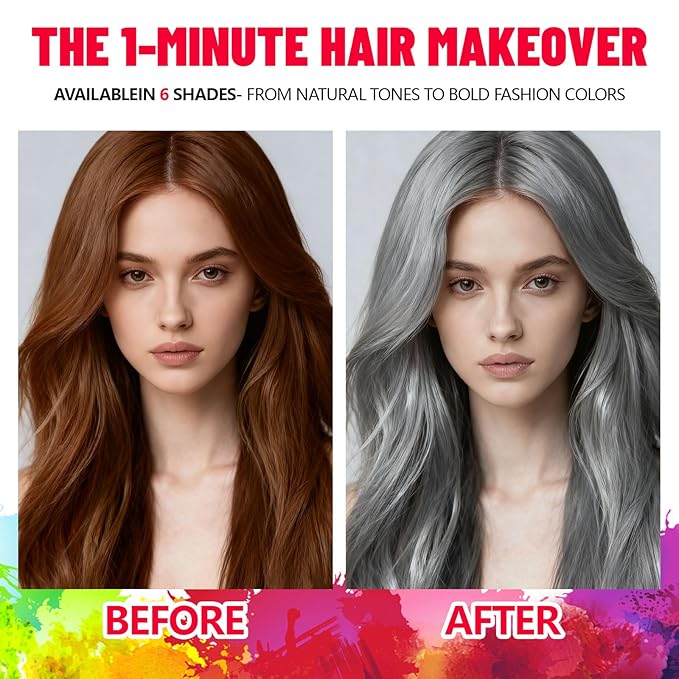 Washable Temporary Hair Color Spray Silvery - Instant 1-Day Use Hair Color Wax Kit with FREE Applicator Gloves & Cap for Adults & Kids, Easy Wash Out for Halloween, Cosplay, Carnival, Sports (120 ML)