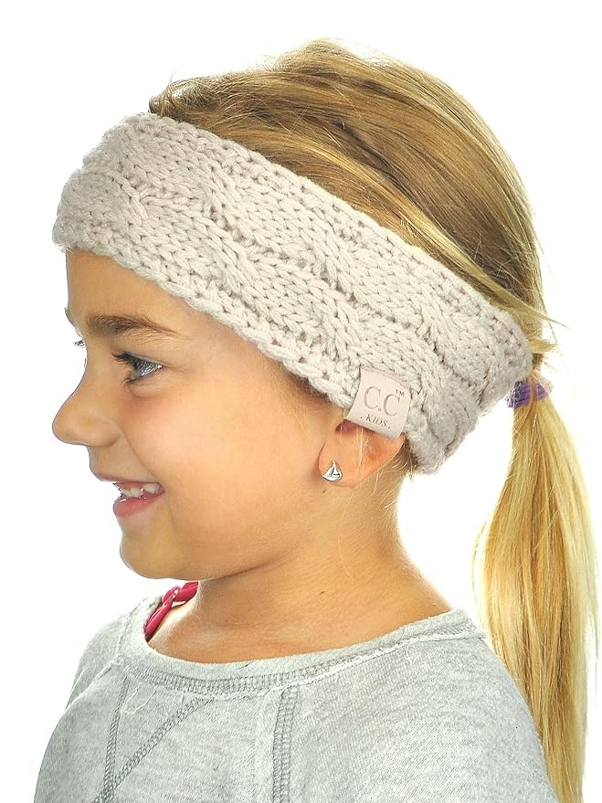 C.C Children's Kids' Winter Warm Cable Knit Fuzzy Lined Ear Warmer Headband