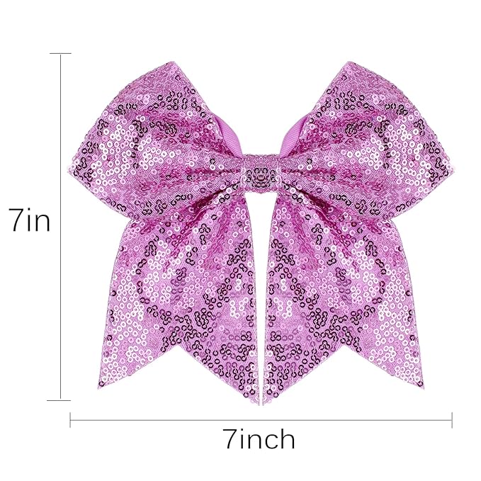 Large Big 7 Inch Glitter Bow Clip Sequin Bling Party Hair Accessories for Women Teens Girls Kids 3 Pcs (HotPink, Light Purple, Pink)
