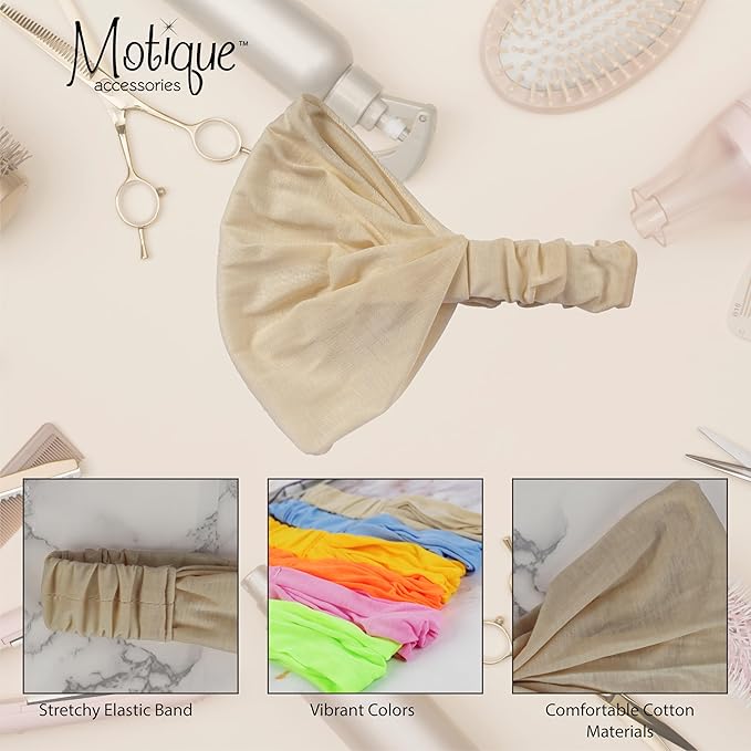 Motique Accessories Tan Wide Cotton Head Band Solid Boho Yoga Style Soft Hairband for Women