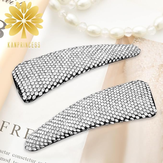 2PCS Rhinestone Hair Clips,Snap Hair Accessories,Decorative Hair Clips,Rhinestone Barrettes For Women Girls(SET17)