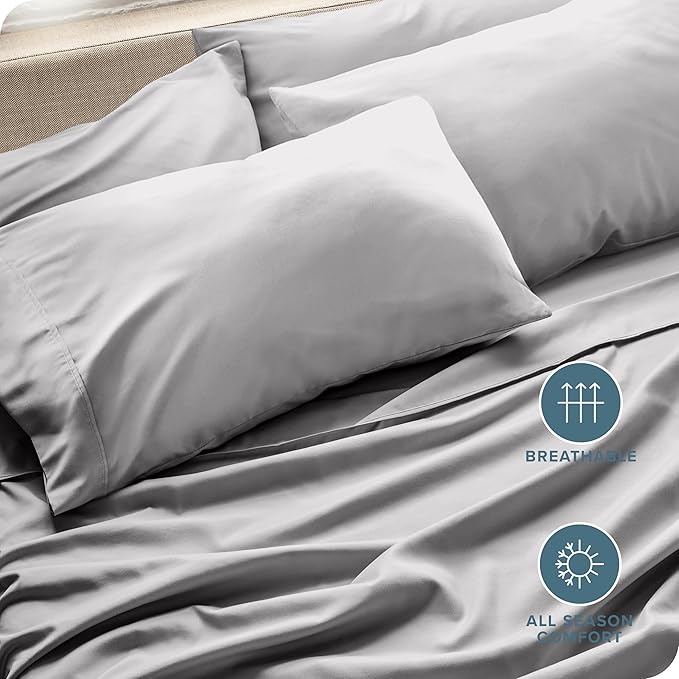 Bare Home Microfiber Bulk Pillow Cases - King Set of 4 - Cooling Pillowcases - Double Brushed - Light Grey Pillowcases 4 Pack - Easy Care (King - 4 Pack, Light Grey)