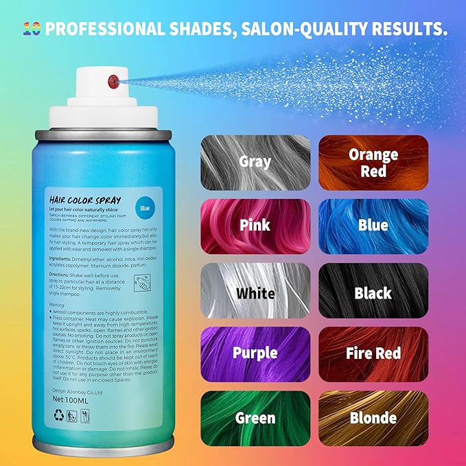 Halloween Hair Spray,Temporary Hair Color Spray for Women Kids Men,Washable Hairspray,Colored Hair Spray,Color Hairspray for Halloween,Party,Cosplay,Christmas Day (03#Blue)