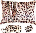 Satin Pillowcase Gift Set for Women – Brown Leopard, Silky Soft, Reduces Frizz | Includes Satin Eye Mask & Scrunchie | for Curly Hair, Sensitive Skin | Perfect
