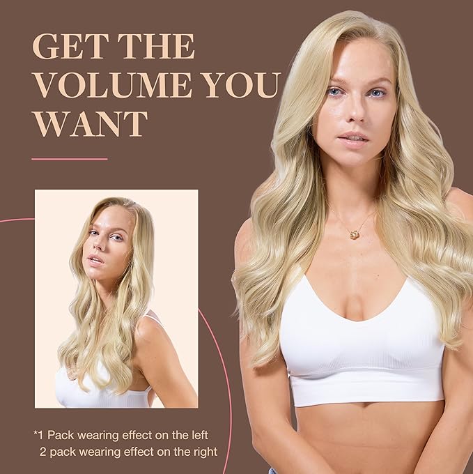 GOO GOO Clip in Hair Extensions Real Human Hair, Remy Human Hair Extensions Clip ins for Women, Natural Human Hair, 18inch 120g 7Pcs, 60A Platinum Blonde