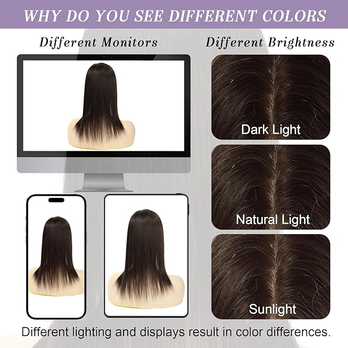Hair Toppers for Women Real Human Hair, 3x5 Inch Injected Silk Base 12 Inch Length 130% Density No Bangs Hairpieces #1C Natural Black (Subtle Red Undertones in Sunlight)