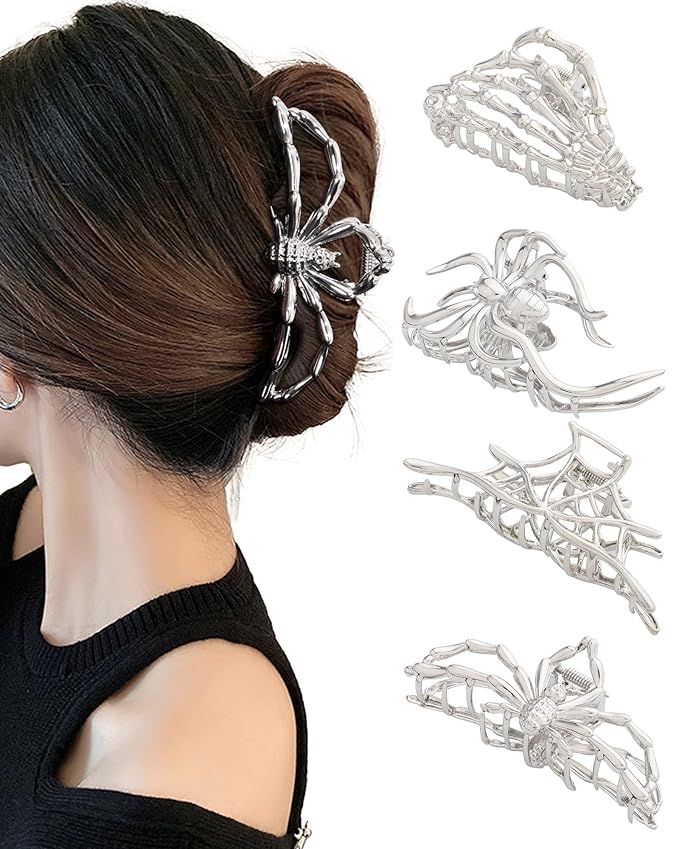 HAIMEIKANG 4 PCs Metal Hair Claw Clips - Irregular Large Non-Slip Styling Accessories for Women's Thick and Thin Hair