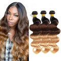 4/27 Body Wave Bundles Human Hair Ombre Blonde Bundle 24 26 28 Inch 3 Tone Brown and Blonde Body Wave Bundles Niegmeag Virgin Soft and Silky Remy Hair Extensions 300g