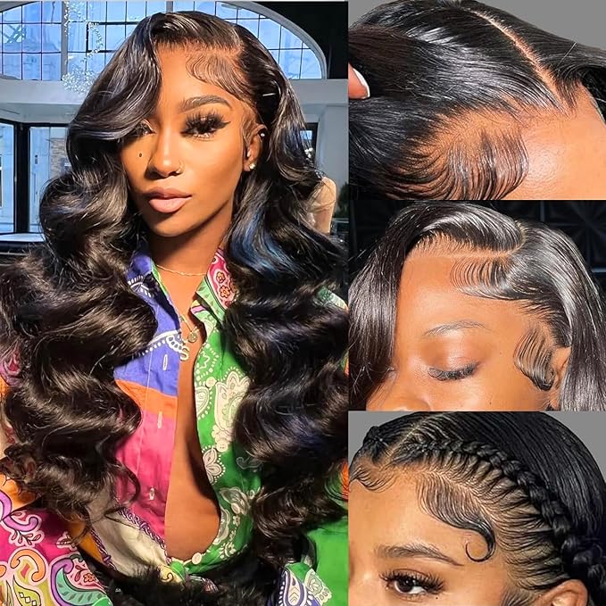 32 Inch 13x6 Body Wave Lace Front Wigs Human Hair 200 Density HD Transparent Lace Front Wigs for Black Women Glueless Frontal Wigs Human Hair Pre Plucked
