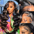 32 Inch 13x6 Body Wave Lace Front Wigs Human Hair 200 Density HD Transparent Lace Front Wigs for Black Women Glueless Frontal Wigs Human Hair Pre Plucked