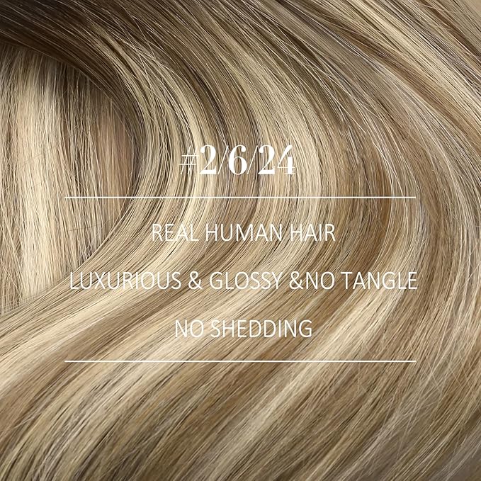 YoungSee Sew in Hair Extensions Real Human Hair Ombre Hair Extensions Weft Dark Brown Roots to Medium Brown with Blonde Balayage Soft Hair Extension Sew in for Full Head 100G 18Inch