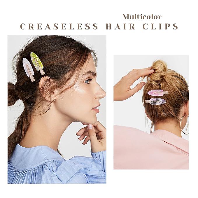 No Crease Creaseless No Bend Hair Clips For Styling Non Slip Flat Clips For Makeup Hair Accessories For Women,Sparkle Multiple Colors,12 PCS