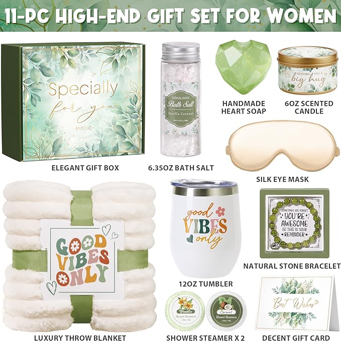 Christmas Birthday Gifts for Women Self Care Gift, Get Well Soon Gift Baskets Relaxing Spa Care Package for Women with Blanket, Unique Gifts Idea for Mom Mother Her Wife Girlfriend Best Friend Sister