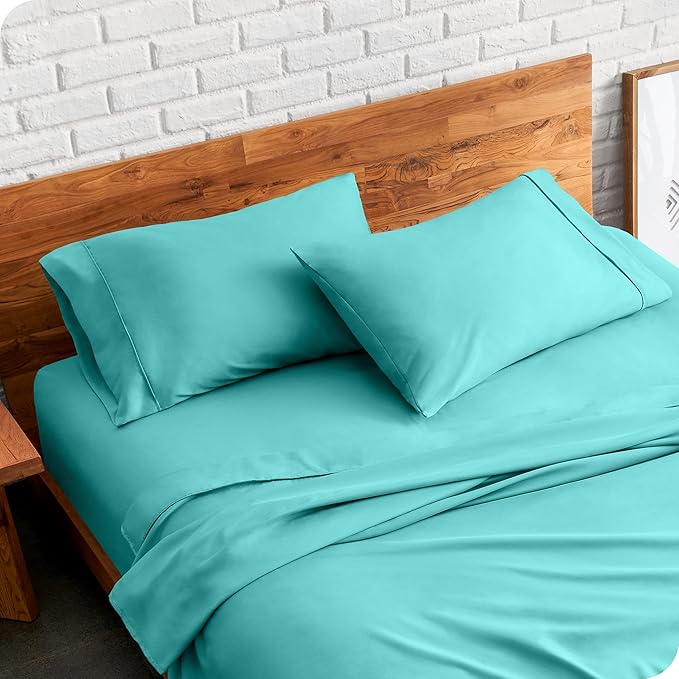 Bare Home Microfiber Pillow Cases - Standard/Queen Size Set of 2 - Cooling Pillowcases - Double Brushed - Turquoise Pillowcases 2 Pack - Easy Care (Standard Pillowcase Set of 2, Turquoise)