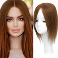 Hair Toppers for Real Human Hair, 360° 3D Human for Women with Thinning Hair Upgrade Middle Part Clip in Bangs Pieces for Women Daily (Light Brown, 14 Inch-3D-Side)