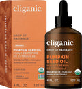 Cliganic Organic Pumpkin Seed Oil, 100% Pure - For Hair & Face | Natural Cold Pressed Unrefined