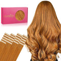 WENNALIFE Tape in Hair Extensions Human Hair, 20pcs 60g 26 inch Auburn Ginger Remy Hair Extensions for Women Tape Ins Straight Extensiones De Cabello Humano Skin Weft