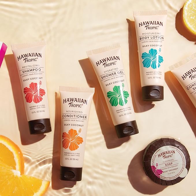Hawaiian Tropic Silky Coconut Bulk Amenities (150 Pack) - Complete Travel Size Toiletries Kit with Shampoo, Conditioner, Body Wash, Lotion & Soap, Airbnb Essentials for Hosts, Hotels & Guest Bathrooms