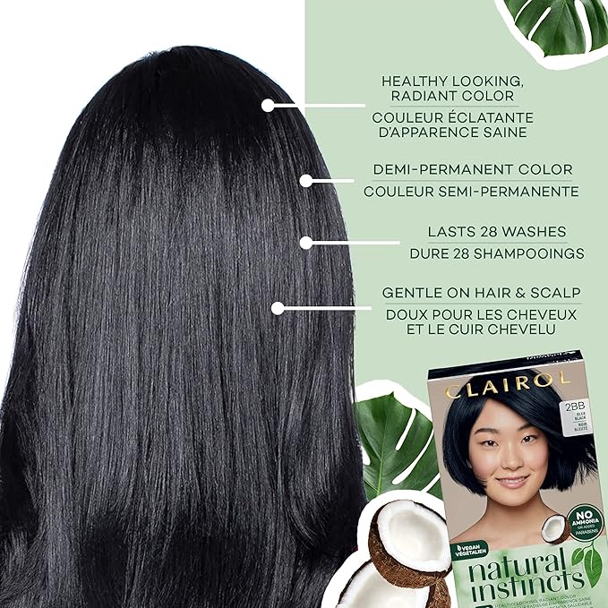 Clairol Natural Instincts Demi-Permanent Hair Dye, 4W Dark Warm Brown Hair Color, Pack of 2