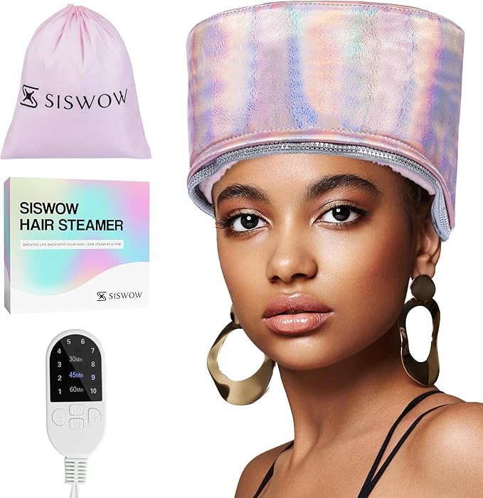 Heating Cap for Deep Conditioner w/10-level Heats Up Quickly, Hair Steamer for Natural Black Hair Home Use - Thermal Heat Cap for Treatment, Great for Deep Conditioner - Portable, Waterproof