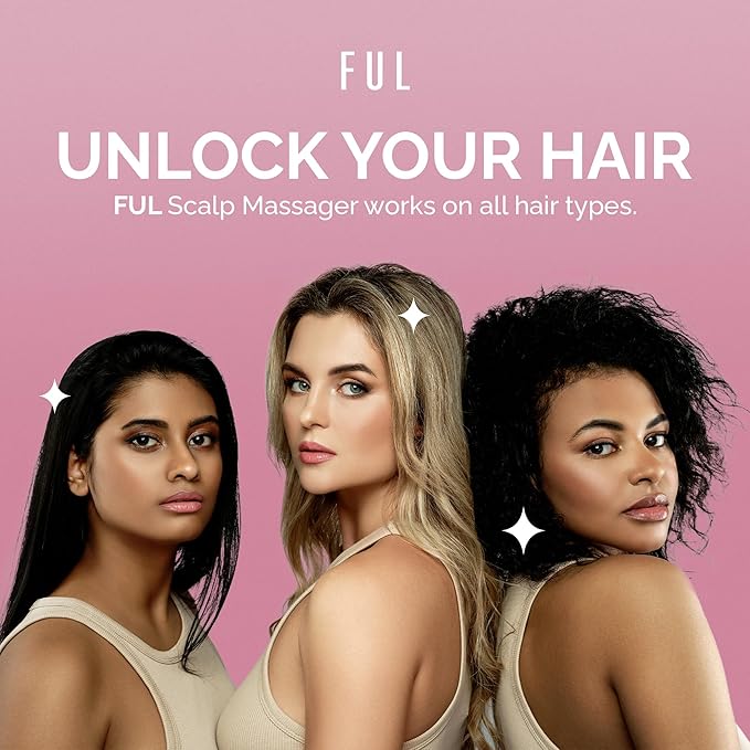 FUL Beige Scalp Massager with Super Soft Silicone Brush for Hair Growth and Exfoliating Scalp, Ideal Scalp Massager Hair Growth Tool and Scalp Brush for Stimulating Hair and Cleansing