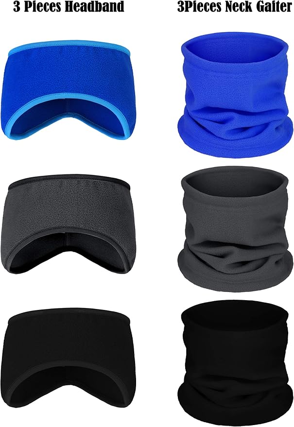 BBTO 6 Pieces Fleece Ear Warmers Headband Winter Neck Gaiter
