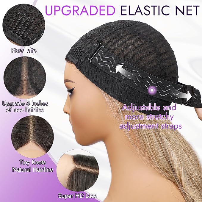 Black Wig for Women Long Wavy 4x1 Lace Natural Hairline Glueless for Beginners Middle Part Synthetic for Daily Party Use 30Inch