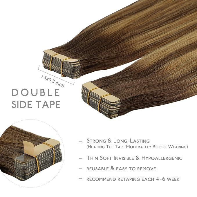 WENNALIFE Tape in Hair Extensions Human Hair, Remy Tape Hair Extensions Real Human Hair Tape Extensions Coloured
