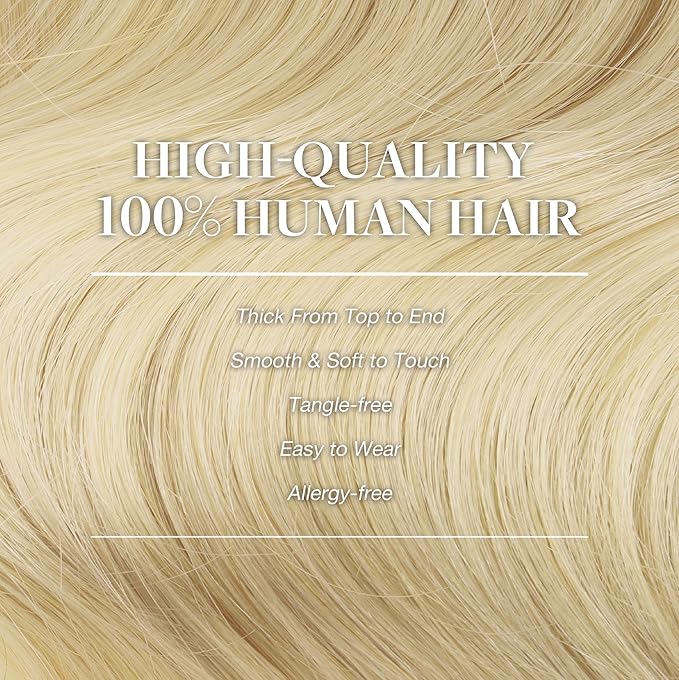GOO GOO Clip in Hair Extensions Real Human Hair, Remy Human Hair Extensions Clip ins for Women, Natural Human Hair, 22inch 120g 7Pcs, 613R Bleach Blonde