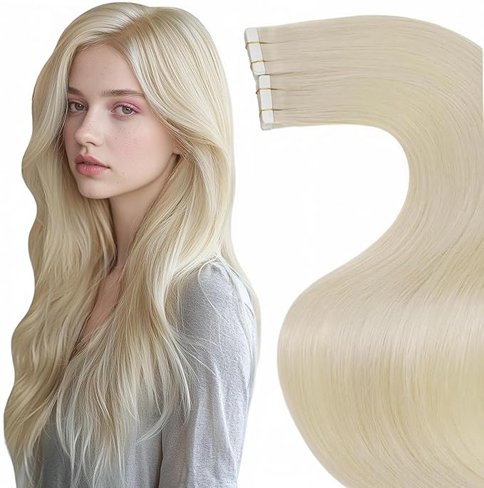 LaaVoo Tape in Hair Extensions Human Hair Blonde Invisible Tape Hair Extensions Real Human Hair Seamless 16 Inch 50g 20pcs