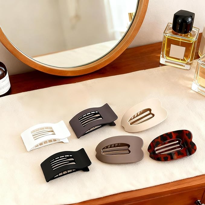 6 Pack Flat Hair Clips for Women,Large Claw Clips Strong Hold Hair Clips for for Thick & Thin Hair for Daily Styling
