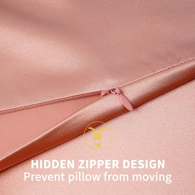 ZIMASILK 100% Pure Mulberry Silk Pillowcase for Hair and Skin Health,Soft and Smooth,Both Sides Premium Grade 6A Silk,600 Thread Count,with Hidden Zipper,1pc (King 20''x36'',Coral)