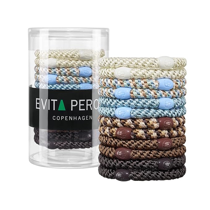 EVITA PERONI 12 Pcs Hair Ties, High Elastic Ponytail Holders, Hair Ties No Damage for Thick Curly Hair Women Men (Latte Foam)