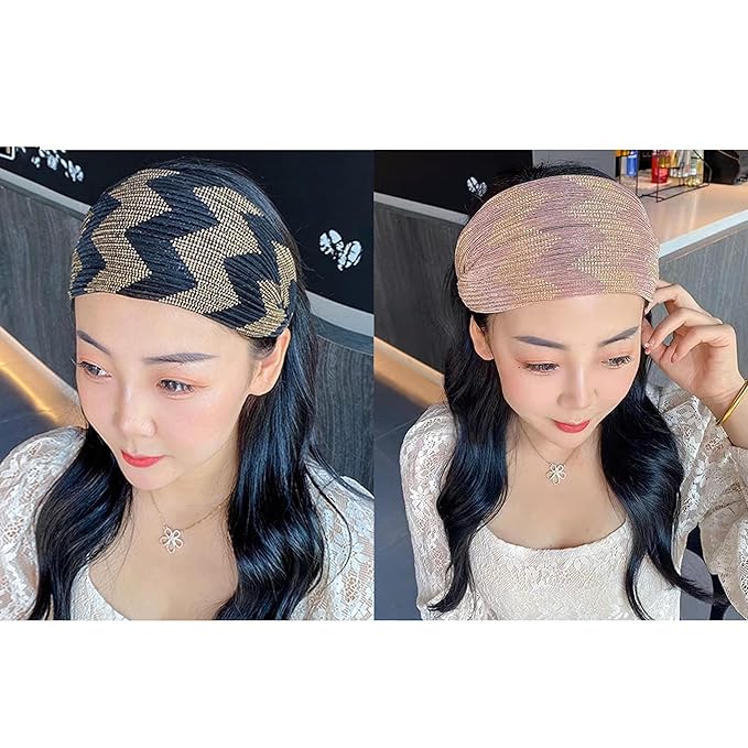 DORIS&JACKY Wide Lace Headbands Elegant Elastic Hairbands With Teeth Fashion Headwear Accessories For Women Girls (Pattern 3-6PCS)