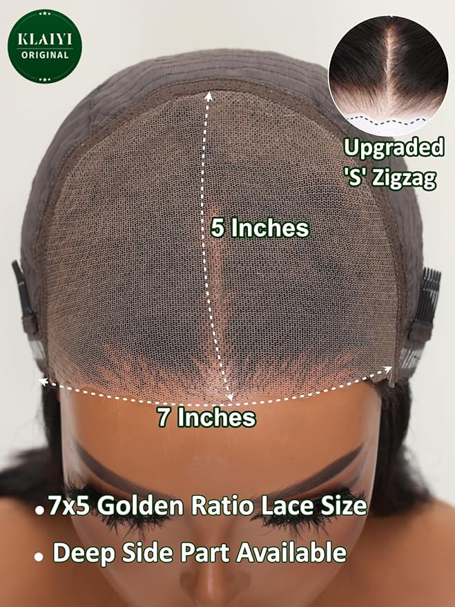 KLAIYI Bye Bye Knots Wear and Go Glueless Wig Highlight Blonde Body Wave 7x5 Precut HD Lace Front Wig Human Hair Pre Bleached Pre Plucked Ombre Wig with Dark Roots Chocolate Brown Ready to Wear 14Inch