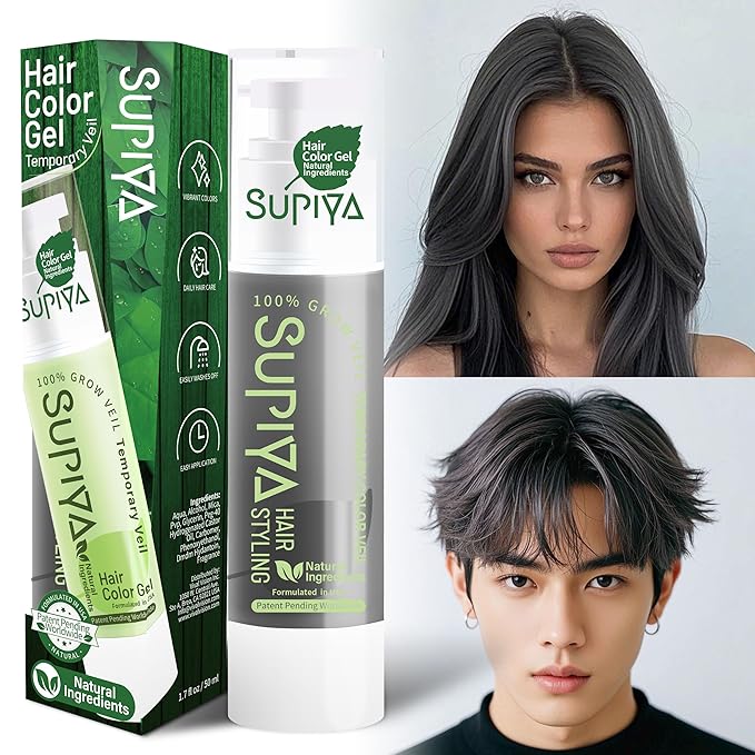 Temporary Hair Styling Color Serum, Green Blue Purple Red Hair Dye Color Gel Washable Natural Instant Hair Color Wax for DIY Hairstyle for Kids Men Women(Black#3)
