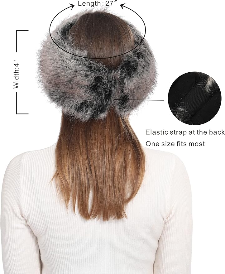 Faux Fur Headband for Women Winter Earwarmer Earmuff with Elastic