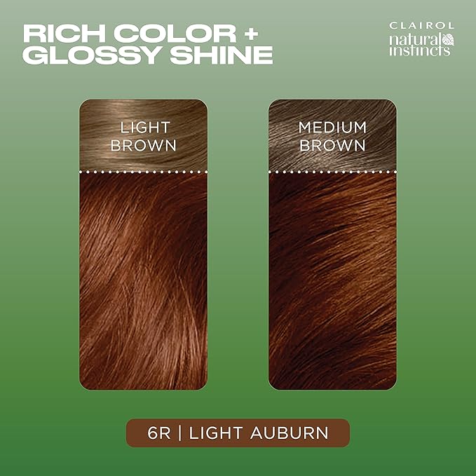 Clairol Natural Instincts Demi-Permanent Hair Dye, 6R Light Auburn Hair Color, Pack of 1